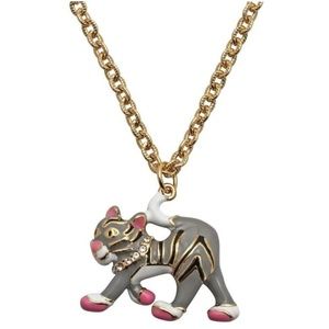 Ritzy Couture Grey Tabby Cat Charm Necklace (Goldtone)